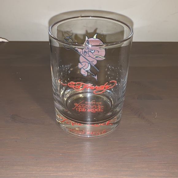 Ed Hardy Vintage Rocks Glass with Baby Devil Graphic - Picture 3 of 4